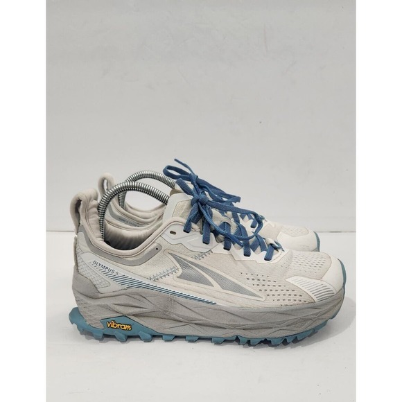 ALTRA Olympus 5 Running Hiking Shoe, White/Blue, Womens 8.5 - Picture 2 of 12